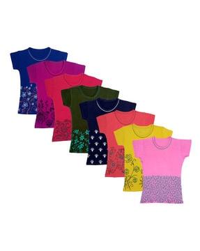 pack of 8 round-neck t-shirt with floral accent