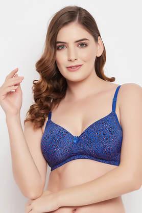 padded non-wired full cup animal print multiway t-shirt bra in cobalt blue - blue