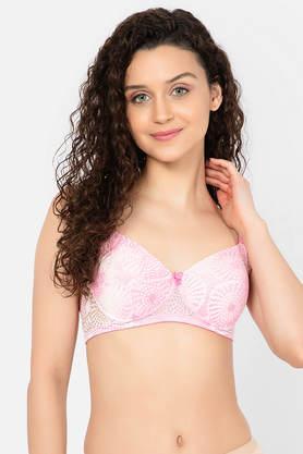 padded non-wired full cup multiway bra in baby pink - lace - pink