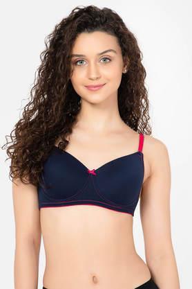 padded non-wired full cup multiway t-shirt bra in navy blue - cotton rich - blue