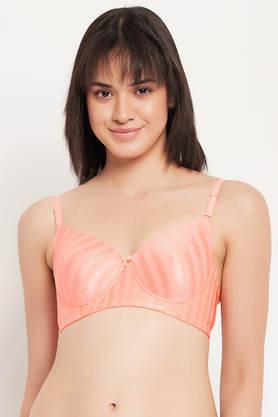 padded non-wired full cup multiway t-shirt bra in peach colour - peach