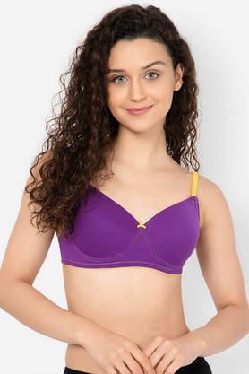 padded non-wired full cup multiway t-shirt bra in purple - cotton rich - purple