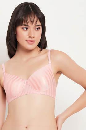 padded non-wired full cup printed multiway t-shirt bra in baby pink - pink