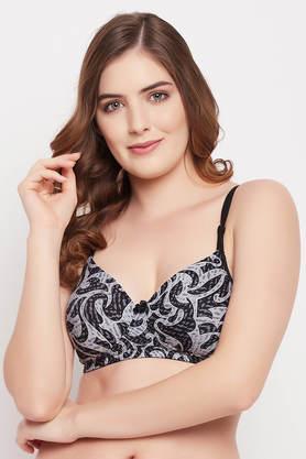padded non-wired full cup printed multiway t-shirt bra in grey - grey