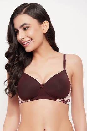 padded non-wired full cup t-shirt bra in brown - brown