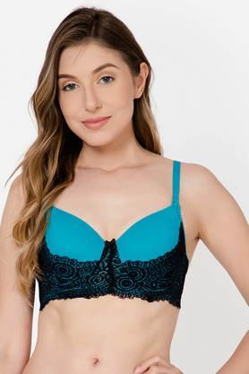padded underwired full cup multiway bra in turquoise blue - teal