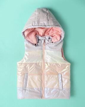 padded zip-front hooded gilet