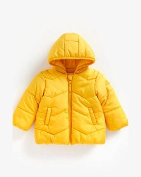 padded zip-front hooded jacket
