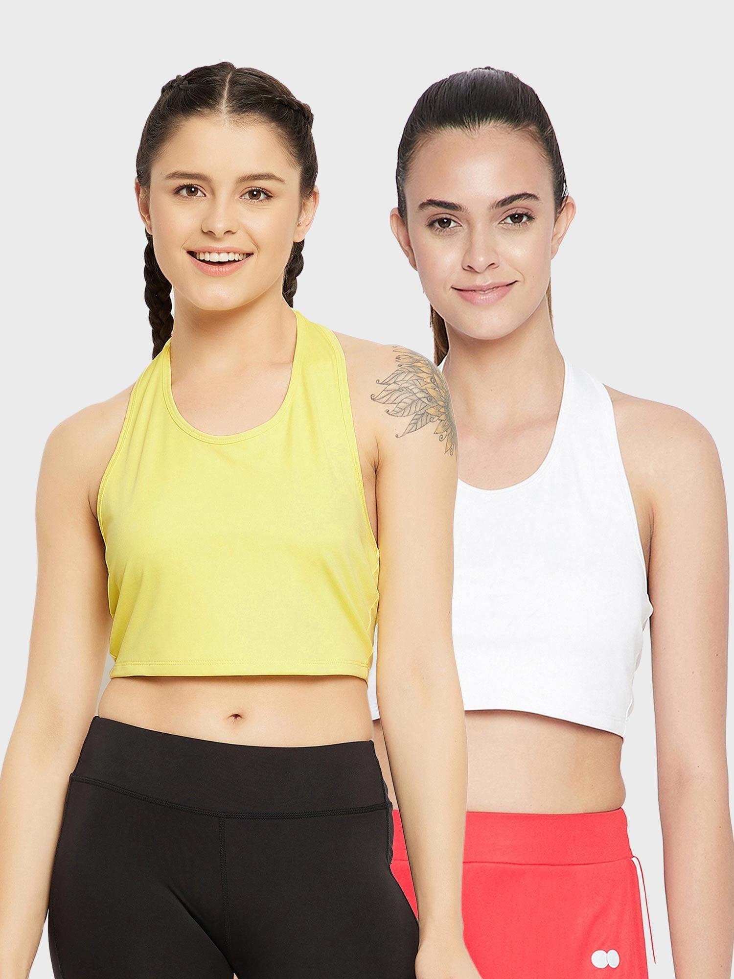 padded active crop top with halter neck multi-color (pack of 2)