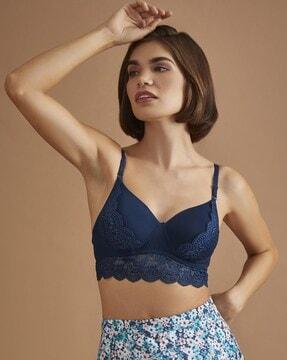 padded lace full-coverage non-wired bralette bra