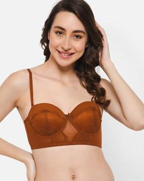 padded lace full-coverage under-wired balconette bra