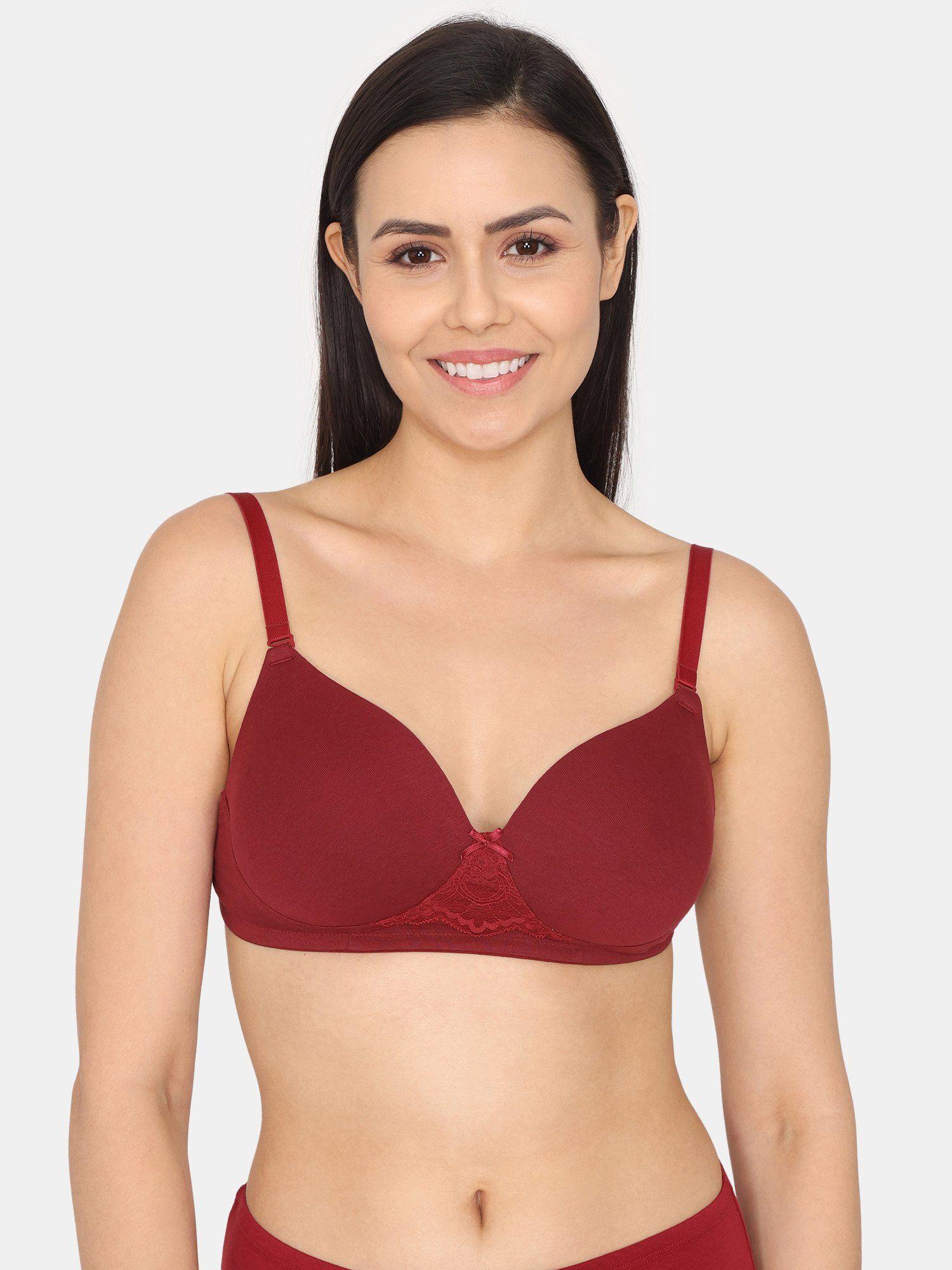 padded non wired 3-4th coverage backless bra - beet red