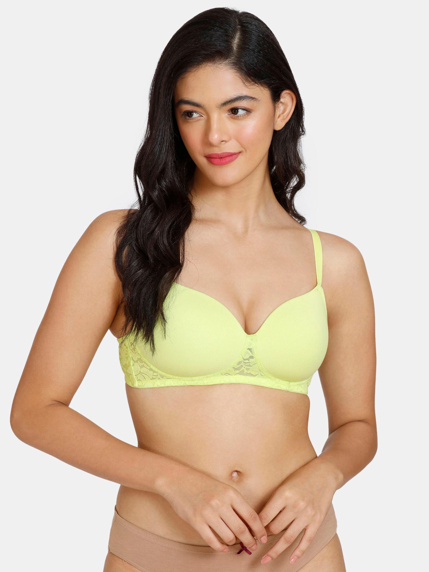 padded non wired 3-4th coverage t-shirt bra - wild lime