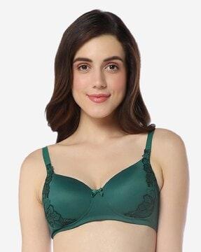 padded non-wired full coverage floral chic t-shirt bra  - bra101401