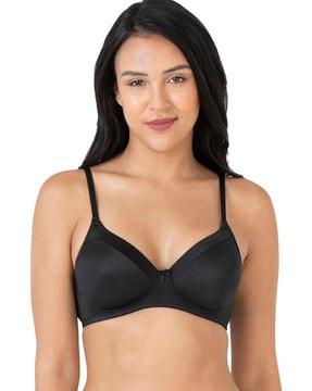 padded non-wired full coverage satin edge t-shirt bra  - bra10116