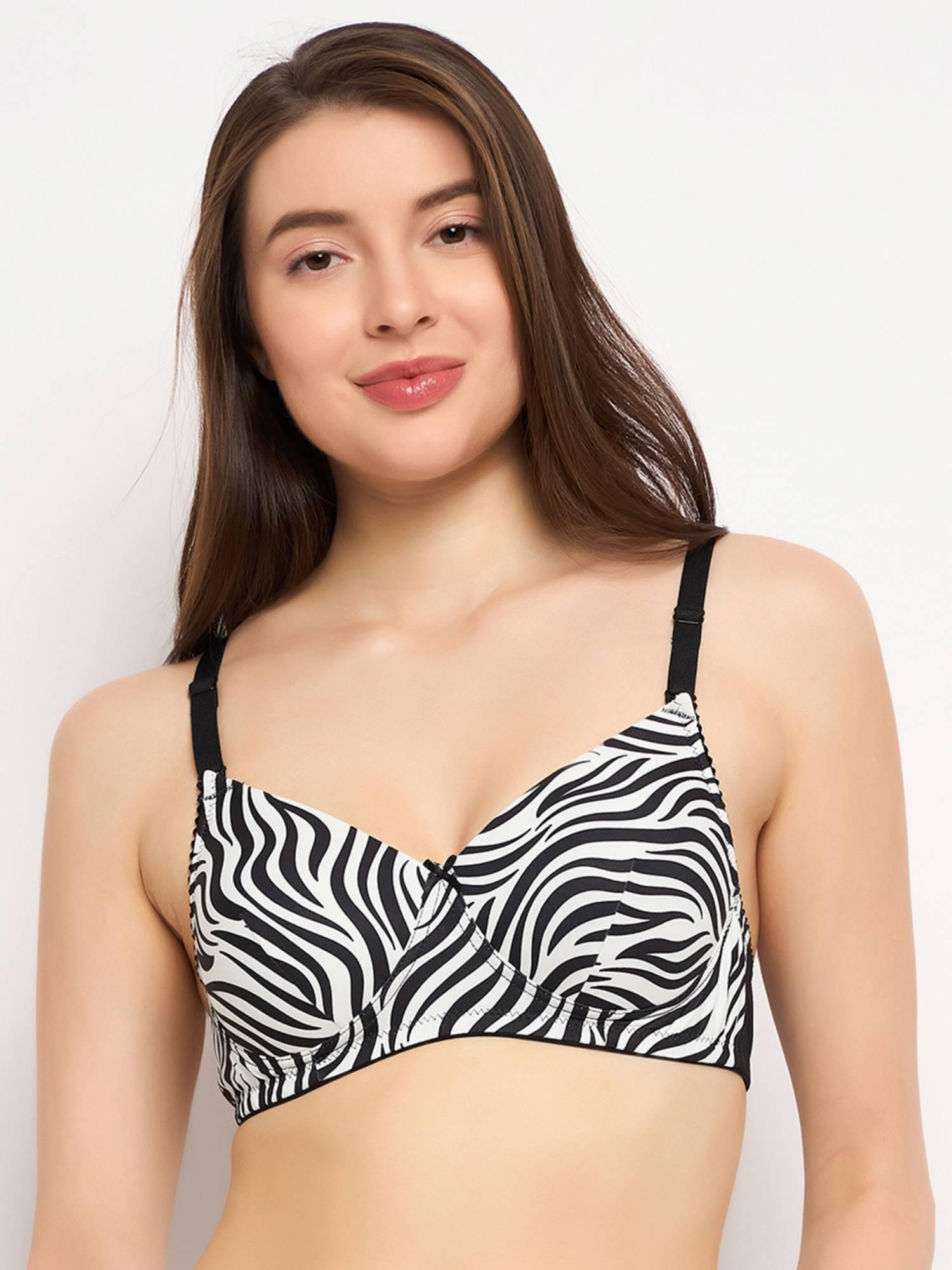 padded non-wired full cup animal print multiway t-shirt bra in white