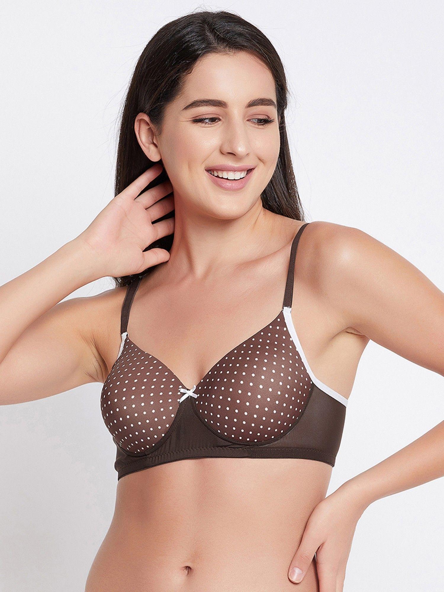 padded non-wired full cup polka print t-shirt bra