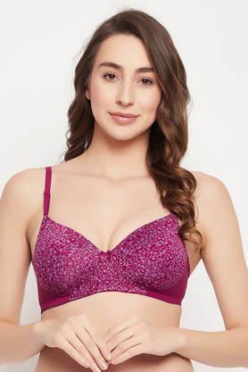 padded non-wired full cup printed multiway t-shirt bra in violet - purple