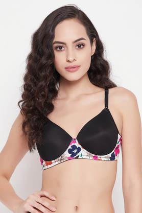 padded non-wired full cup t-shirt bra in black - black