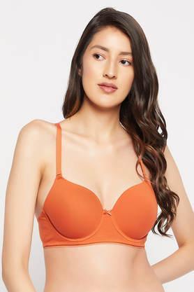 padded underwired full cup multiway t-shirt bra in rust orange - cotton - orange