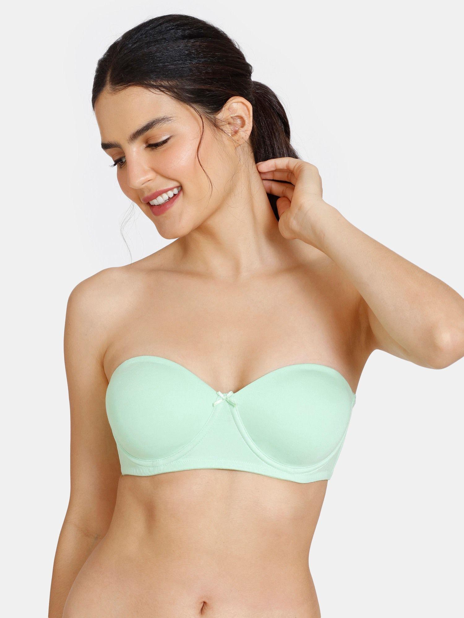 padded wired 3-4th coverage strapless bra - green ash