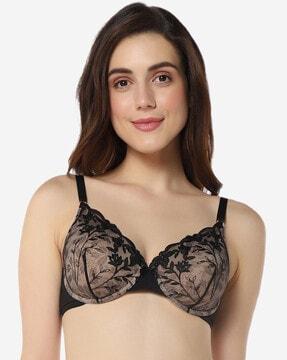 padded wired demi coverage sheer luxe lace bra  - bra101801