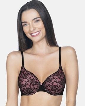 padded wired full coverage floral romance lace bra  - bra10301