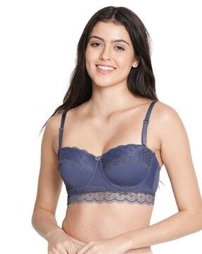 padded wired lace cup balconette bra