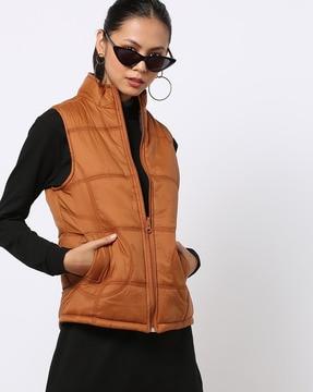 padded zip-front jacket with insert pockets