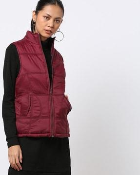 padded zip-front jacket with insert pockets