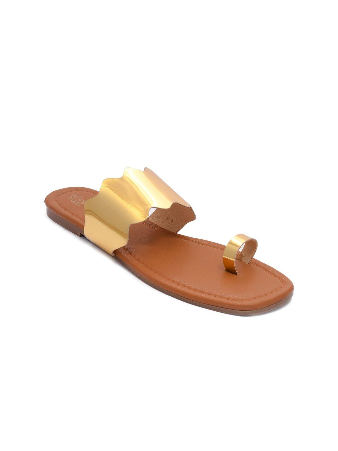 padvesh women gold-toned one toe flats
