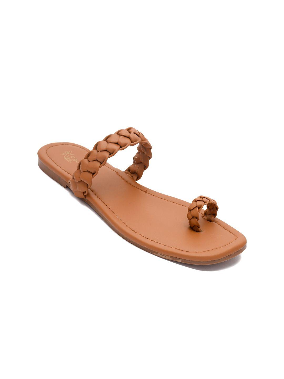 padvesh women tan brown one toe flats