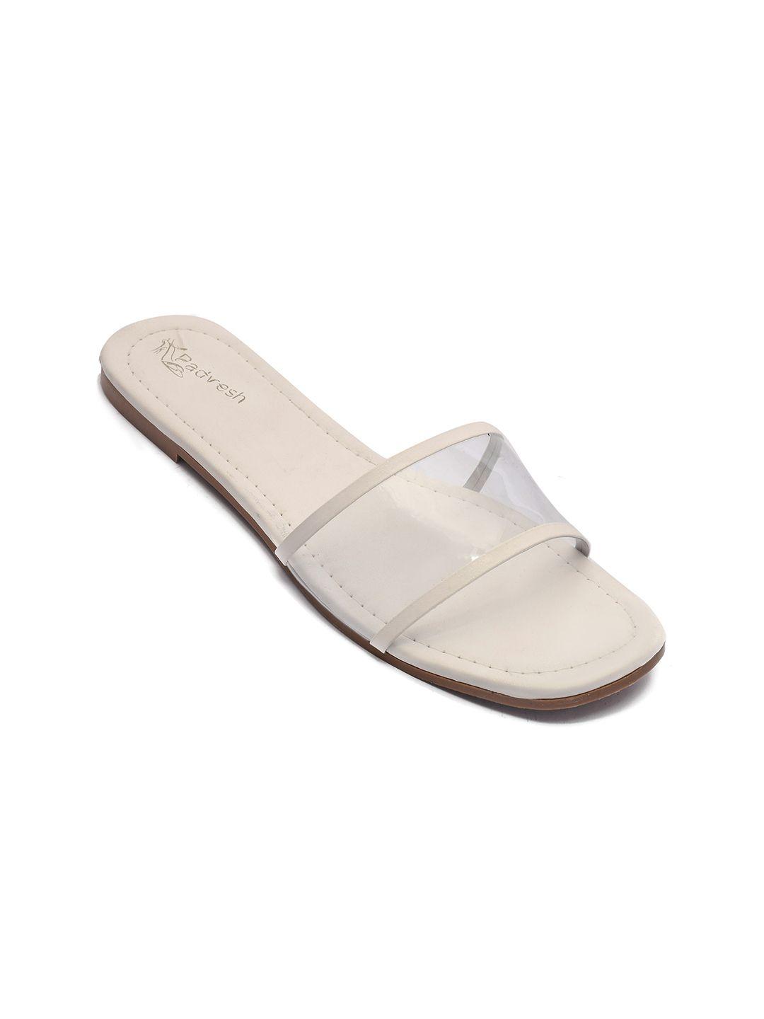 padvesh women white solid open toe flats