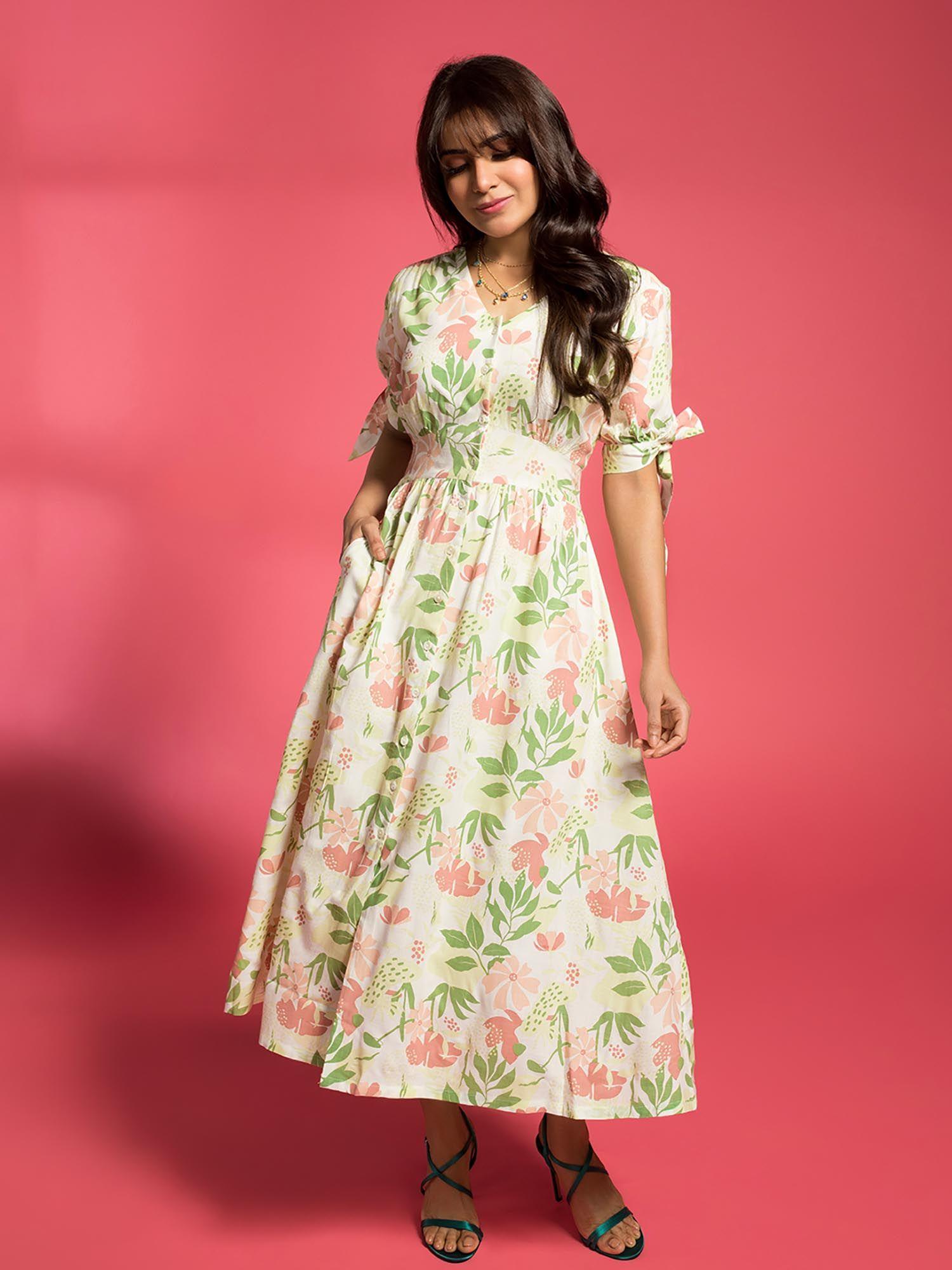 paint with love floral printed fit & flare dress