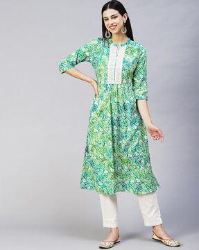 paisely print a-line kurta with pants