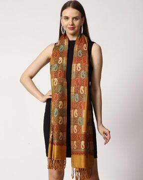 paisely print stole with tassels