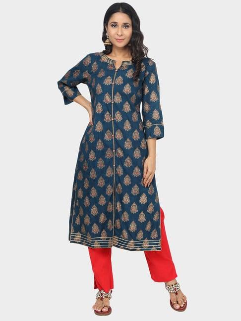 paislei blue printed kurta