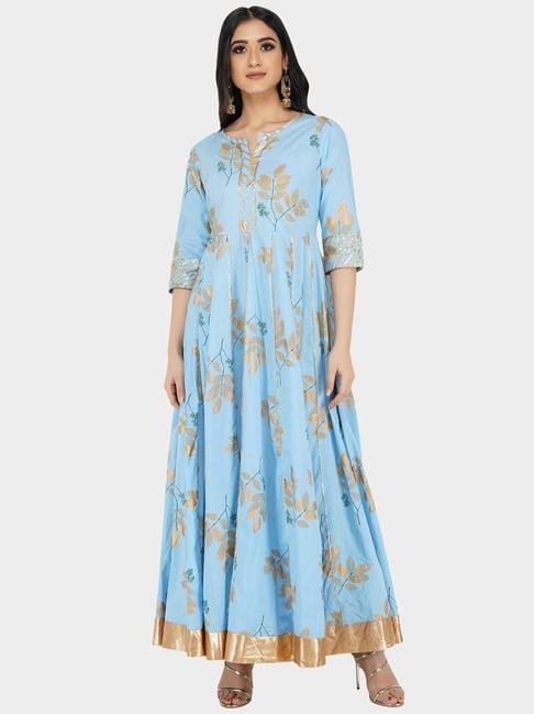 paislei light blue printed dress