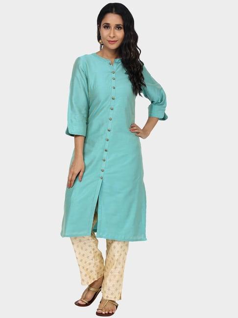 paislei turquoise kurta pant set