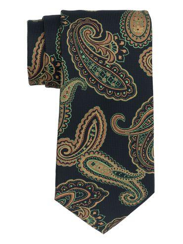 paisley black and green bamboo silk neck tie