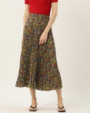 paisley print flared skirt with elasticated waist