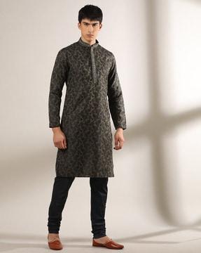 paisley brocade slim fit long kurta