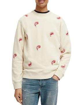 paisley embroidered regular fit sweatshirt