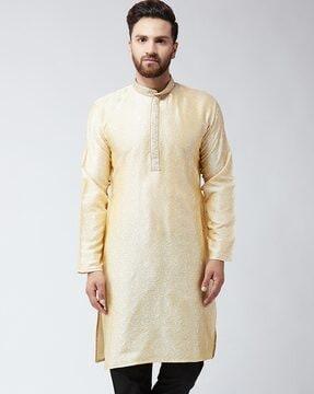 paisley kurta with mandarin collar