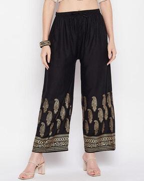 paisley palazzos with drawstring waistband