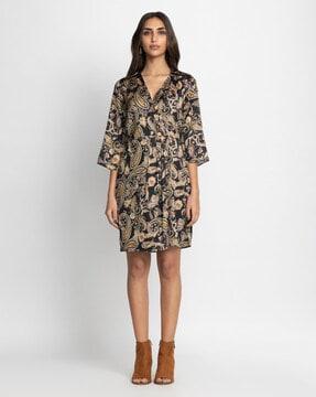 paisley pattern a-line dress