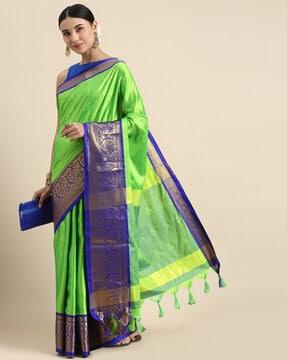 paisley pattern saree with contrast zari border