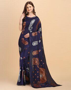 paisley pattern woven banarasi silk saree