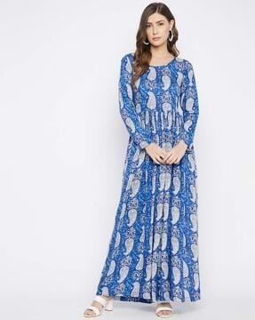 paisley print a-line dress