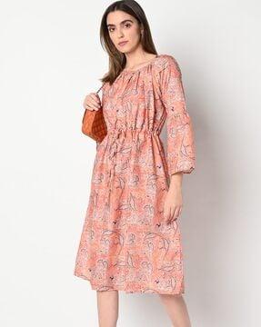 paisley print a-line dress